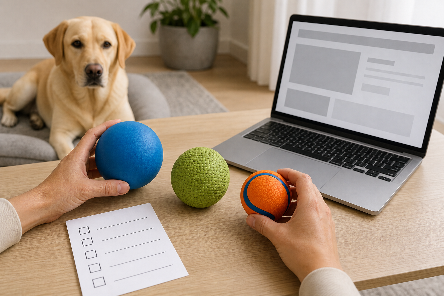 Unbranded dog fetch balls compared before checkout