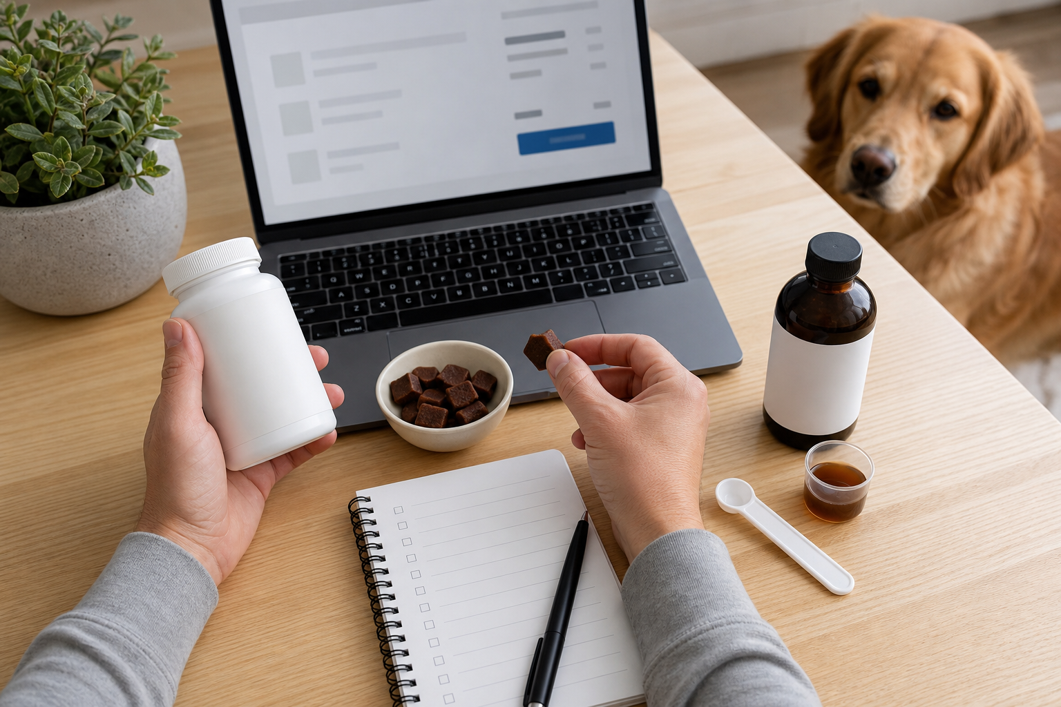 Unbranded dog joint supplement options being compared before checkout