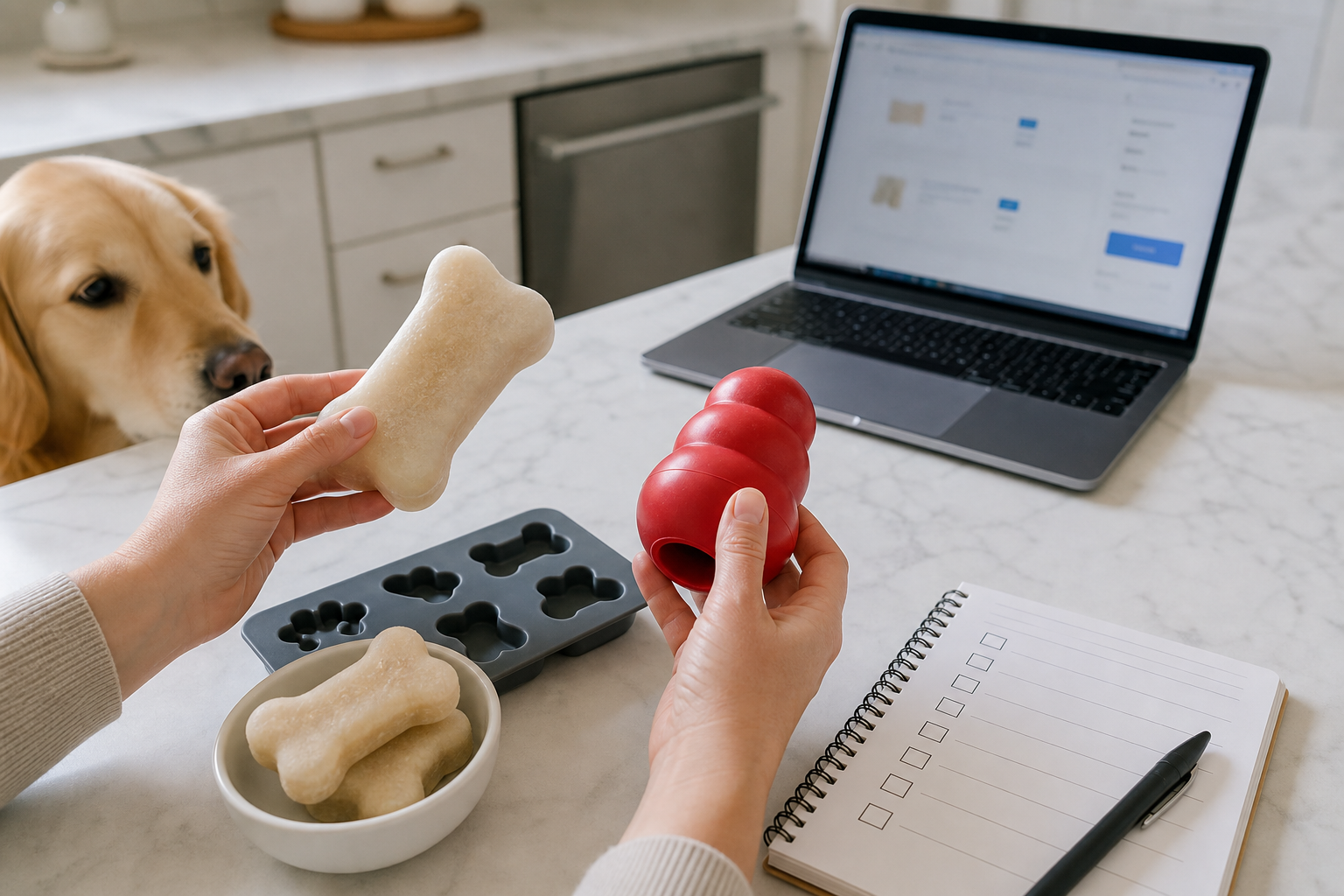 Unbranded frozen dog toys and treat mold compared before checkout