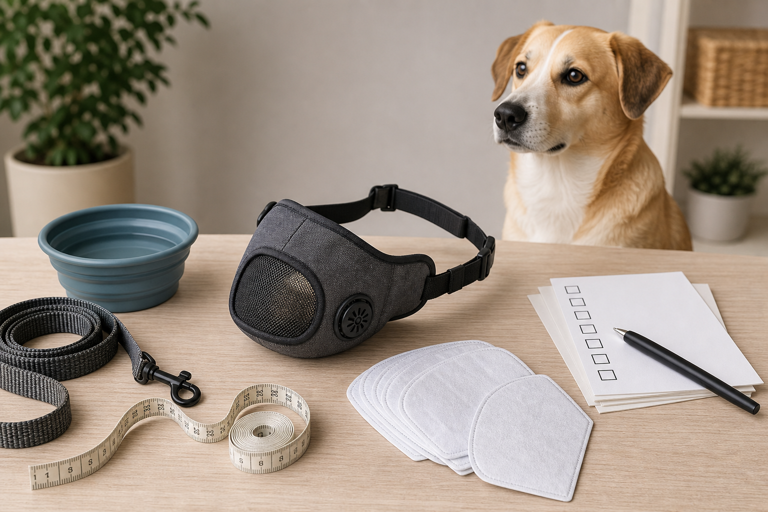 Generic dog smoke mask and filters checked before purchase