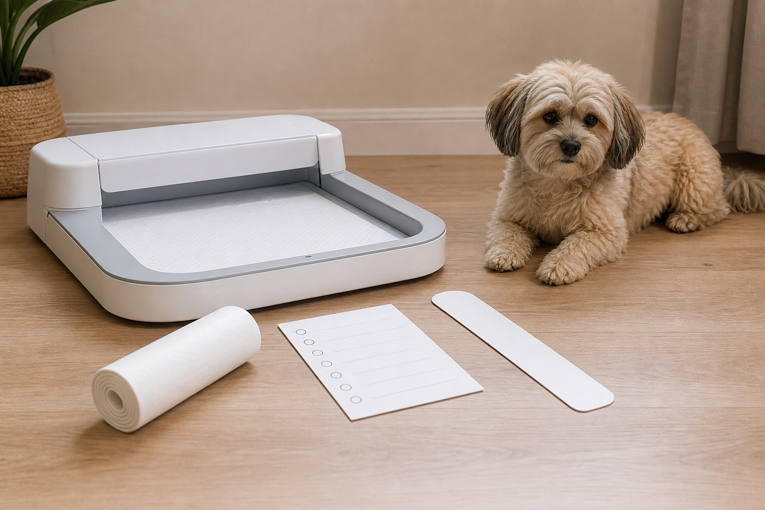 Generic smart indoor dog potty with refill roll and blank checklist
