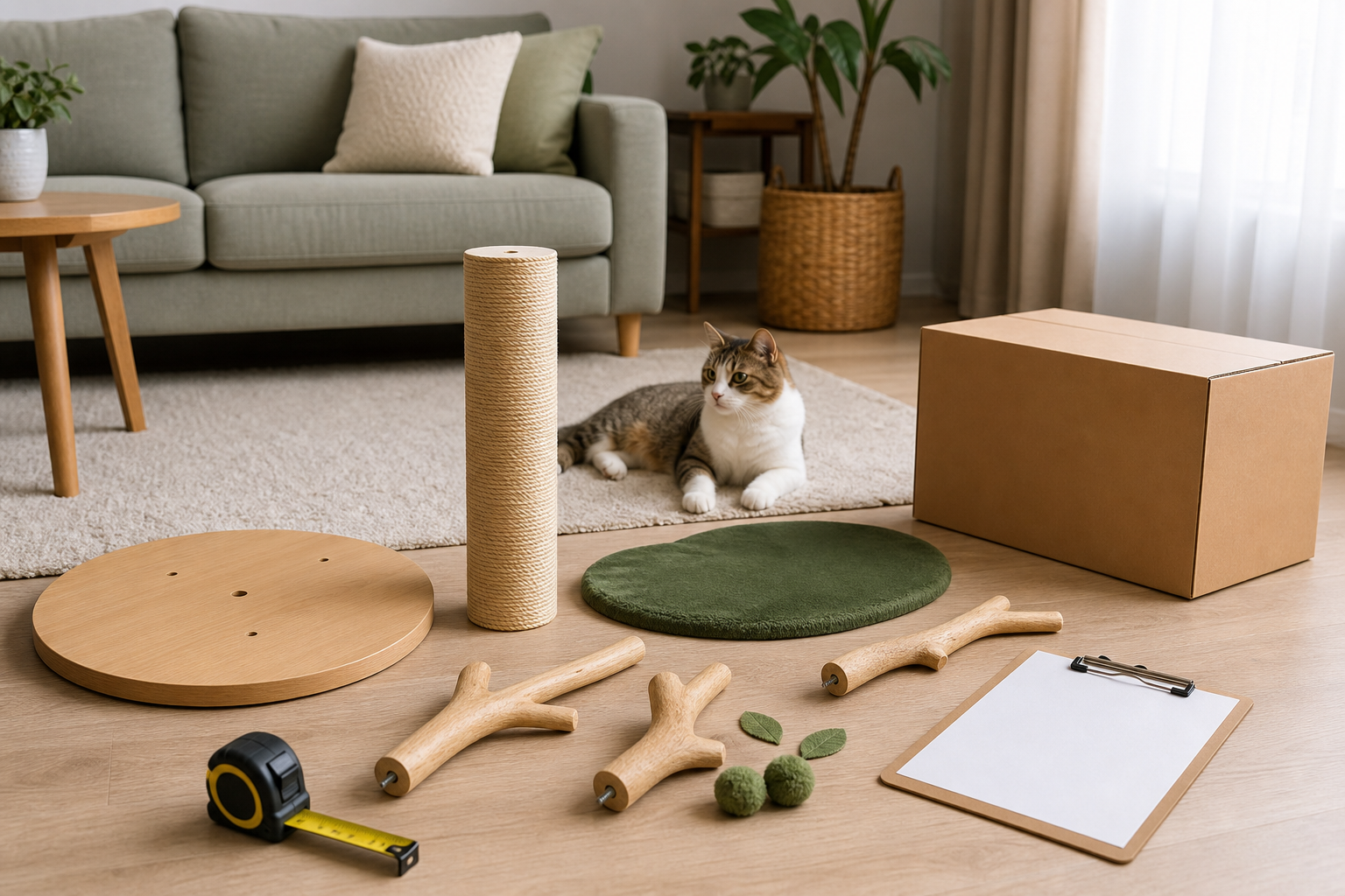 Generated checkout scene for an unbranded holiday cat tree
