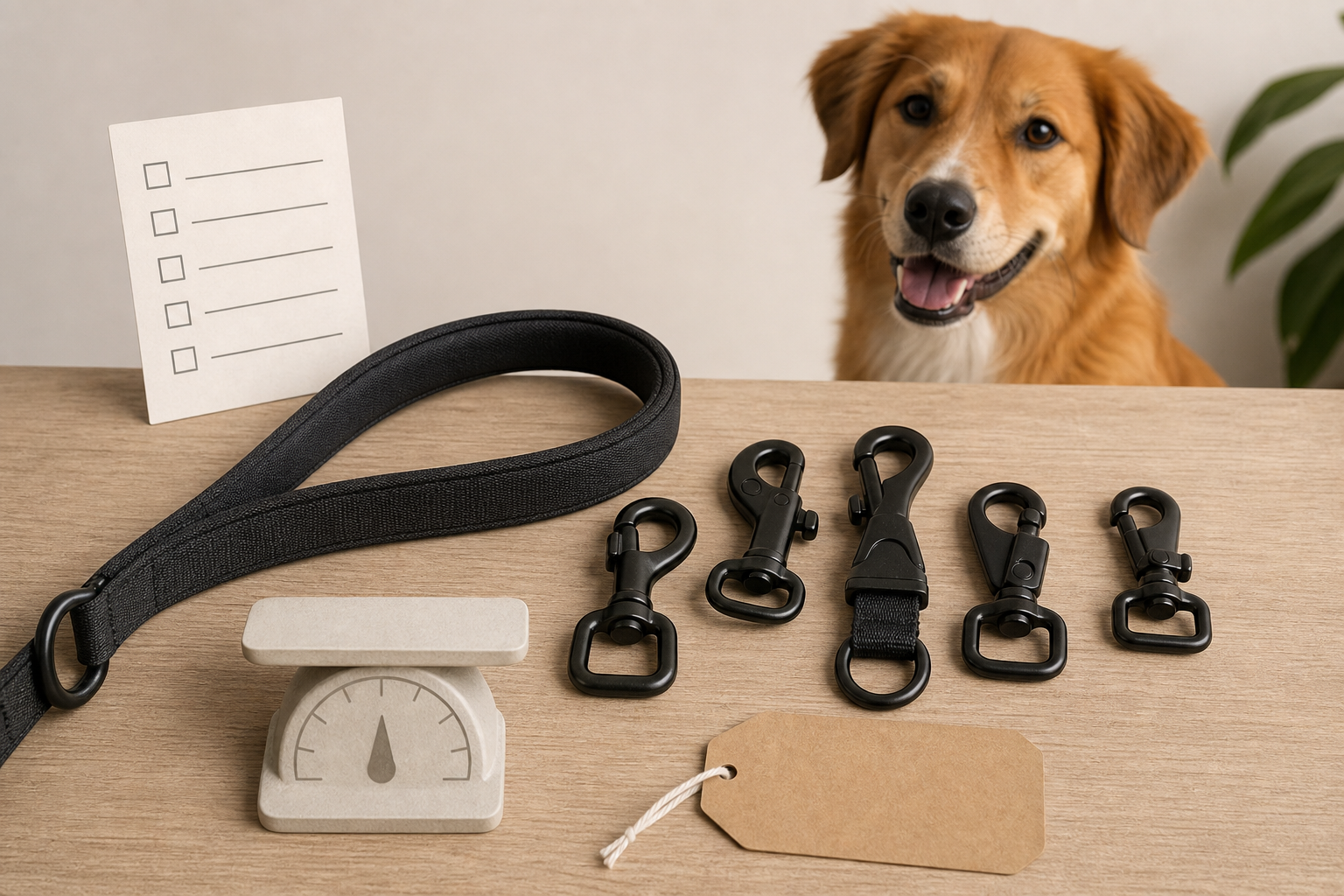 Unbranded modular dog leash clips and checkout inspection