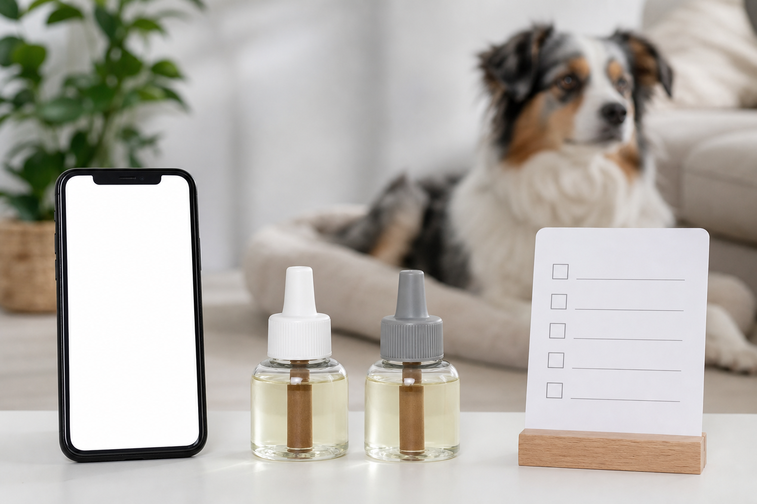 Generated image of an unbranded dog calming diffuser refill checkout comparison