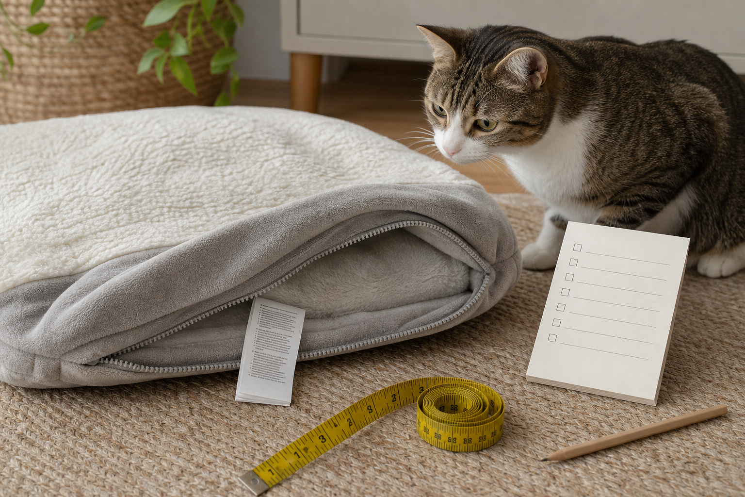 A generic self-warming pet bed with a washable cover check