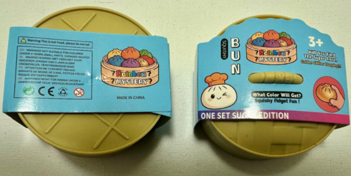Squishy Bun toy packaging from CPSC warning