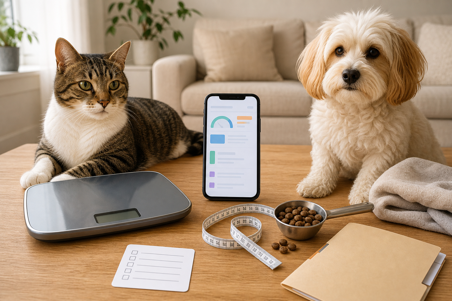 Generic pet app checkout checklist scene