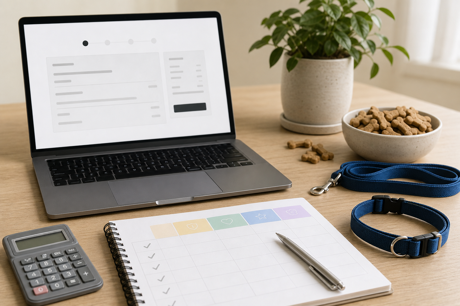 Generated blank checkout comparison for a pet wellness plan with calculator and pet supplies